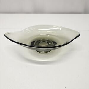 Vintage Viking Glass Epic 8" Oblong Smokey Grey Green Bonbon Dish/Bowl MCM
